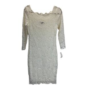 Onyx Nite Dress Sz 10 Ivory Lace Long Sleeve‎ Party Cocktail NWT